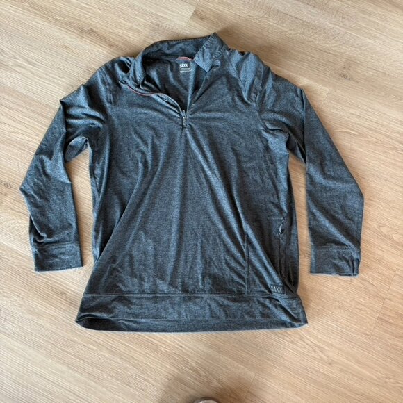 Saxx Men's PeakDaze Half Zip Heather Gray Performance Soft Knit Size Large - Picture 1 of 6
